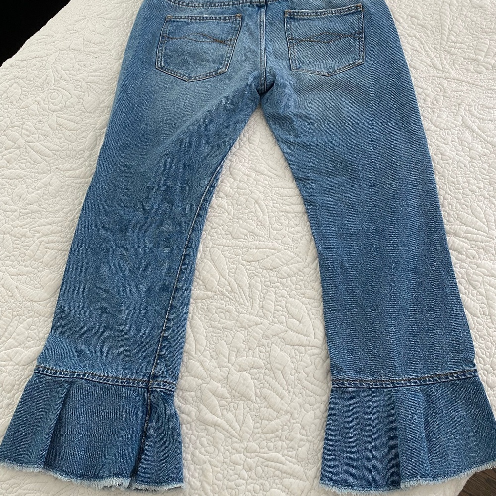 Zara cropped kick flare jeans